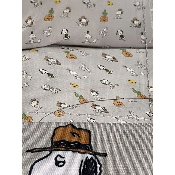 Peanuts Snoopy Halloween QUEEN Sheet Set Pumpkin Cactus Cowboy Pumpkin NEW - Picture 11 of 15